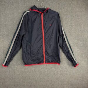Original Penguin Windbreaker Jacket Mens M Lightweight Full Zip Striped Navy